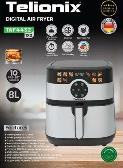 سرخ کن تلیونیکس مدل TAF4432 ظرفیت ۸ لیتر بدون روغن
